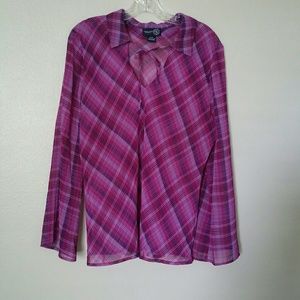Venezia purple patterned blouse w/ tie 14/16